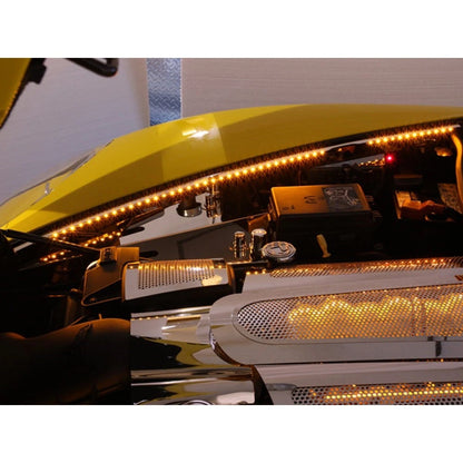 Fender Caps 2pc Replacement Polished Stainless w Yellow LED for 2005-2013 Corvette