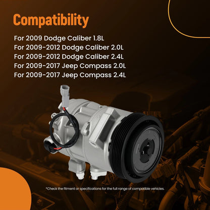 Air A/C Compressor for Jeep Compass (2009–2017) and Dodge Caliber (2009–2012)