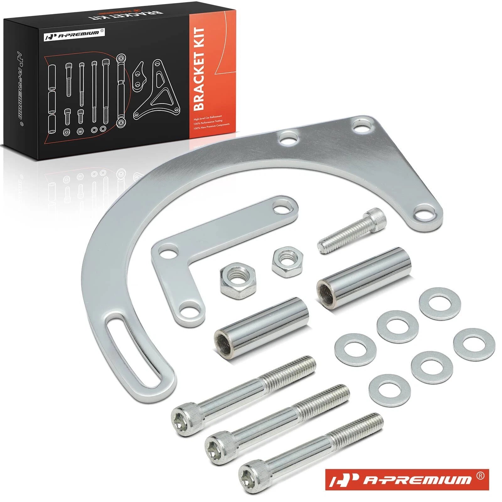 12x Steel Chrome Alternator Bracket Kit for Chevy SBC (Short Water Pump)