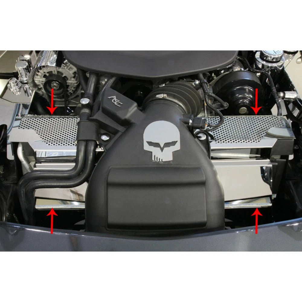 2pc Perforated Stainless Steel Radiator Cover for Chevrolet Corvette ZR1 (2009–2013)