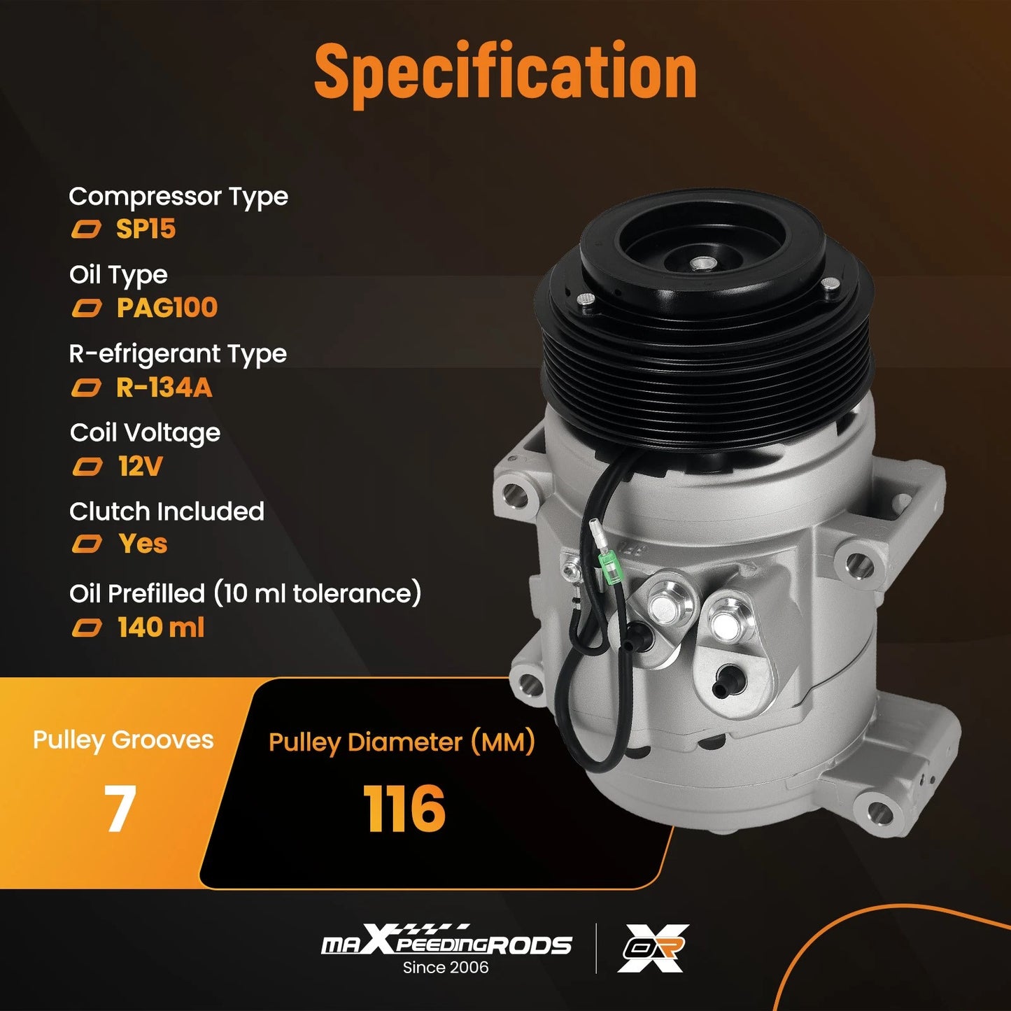 A/C Air Conditioning Compressor for Toyota Tacoma 2.7L 4.0L (2005–2015)