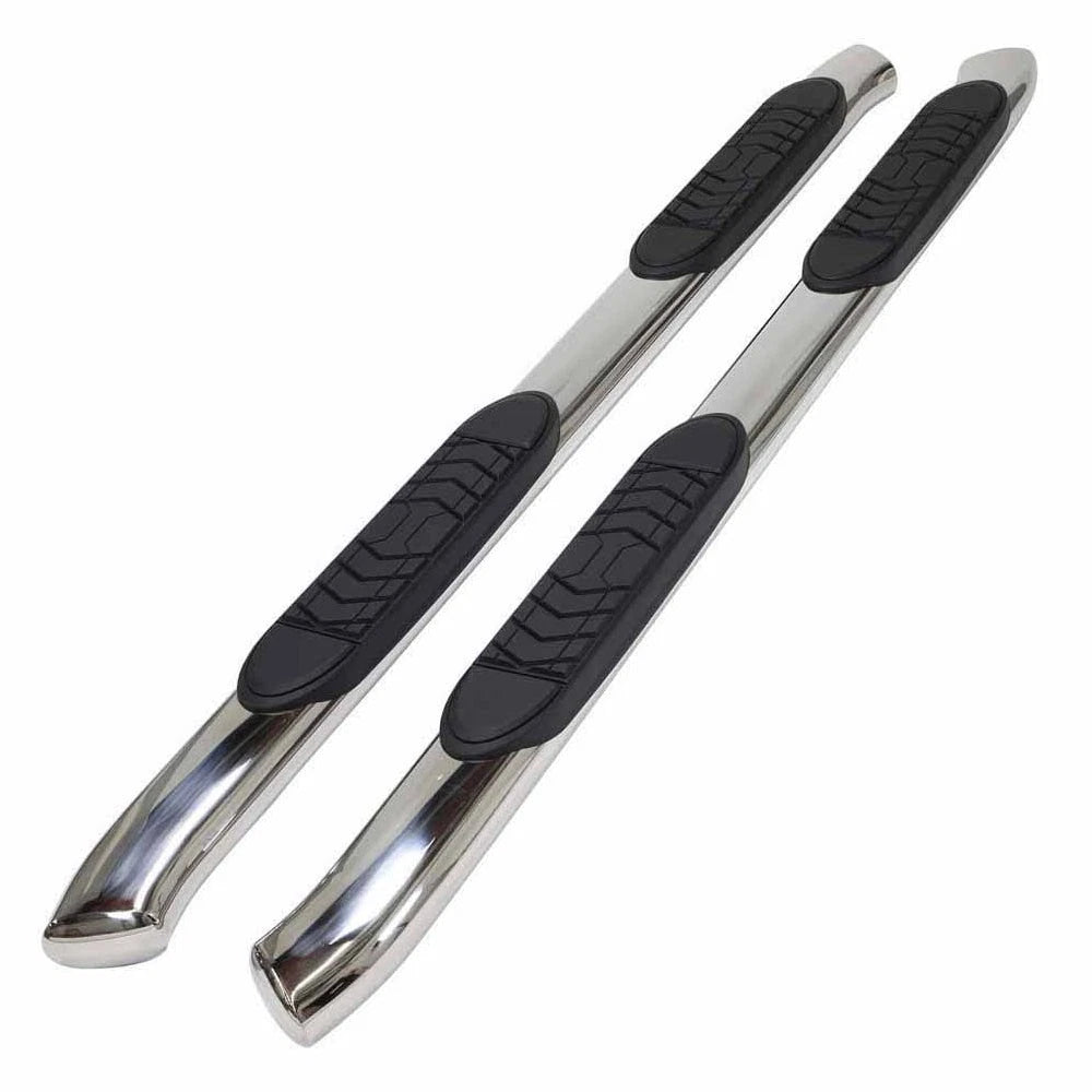 Polished 3in 60 Deg Round Bent w/Pads Step Nerf Bar for 15-19 F-150/250/350 Crew