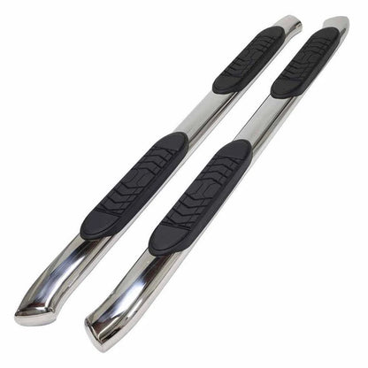 Polished 3in 60 Deg Round Bent w/Pads Step Nerf Bar for 15-19 F-150/250/350 Crew
