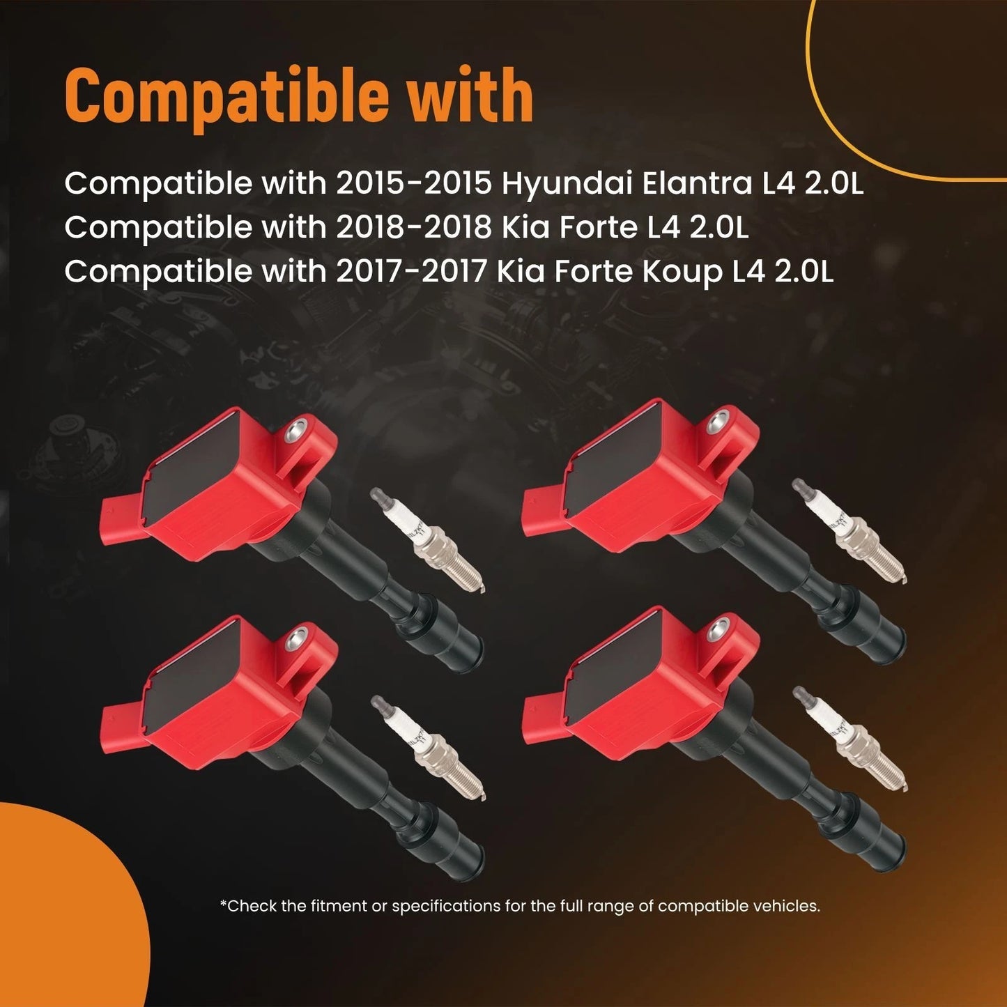 Ignition Coils & Spark Plugs for Hyundai Elantra 2.0L (2015–2015)