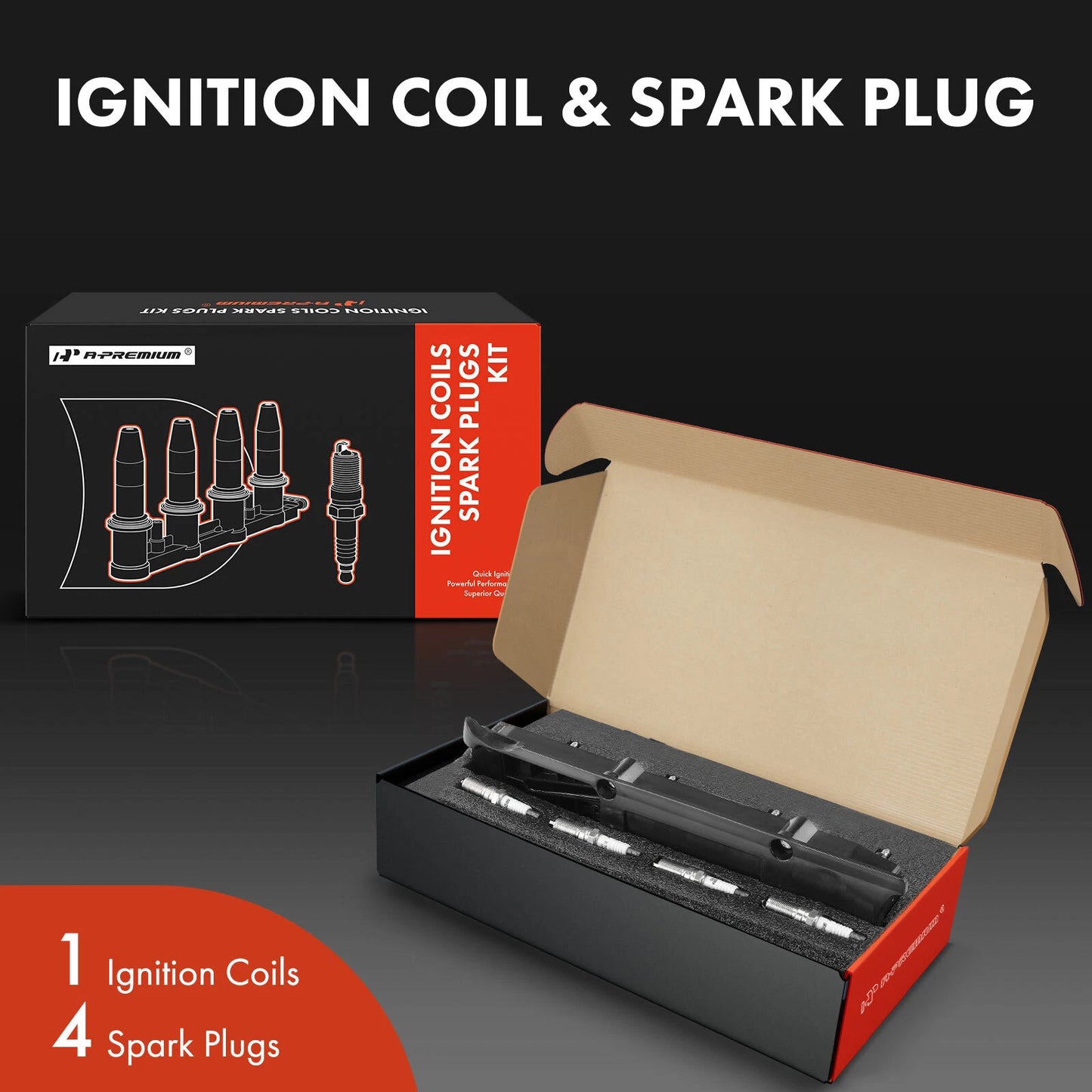 1x Ignition Coil & 4x Iridium Spark Plugs for Chevy Malibu (2004–2006)