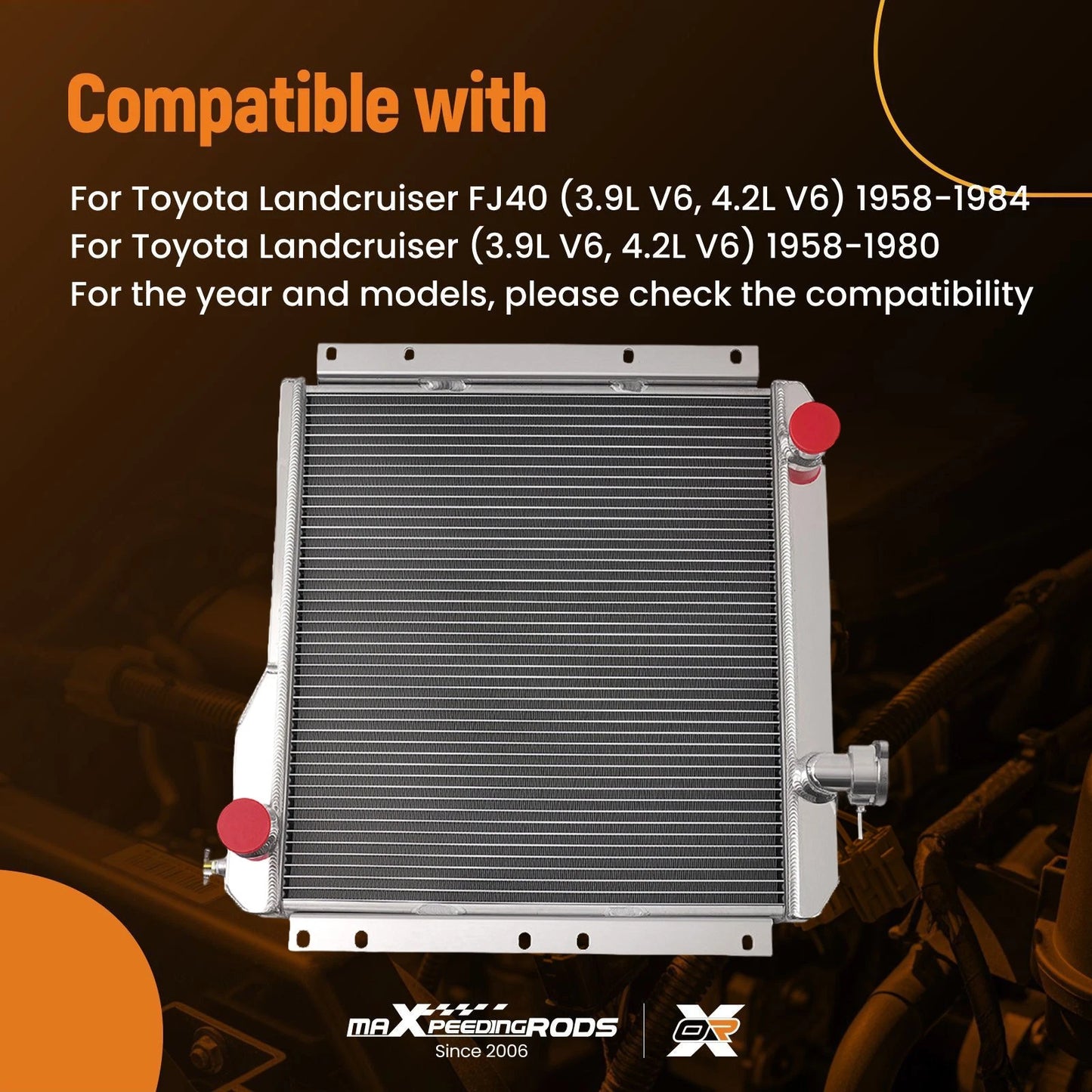 Aluminum 3-Row Radiator for Toyota Land Cruiser FJ40 (1958–1984)