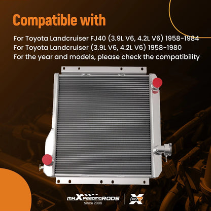 Aluminum 3-Row Radiator for Toyota Land Cruiser FJ40 (1958–1984)
