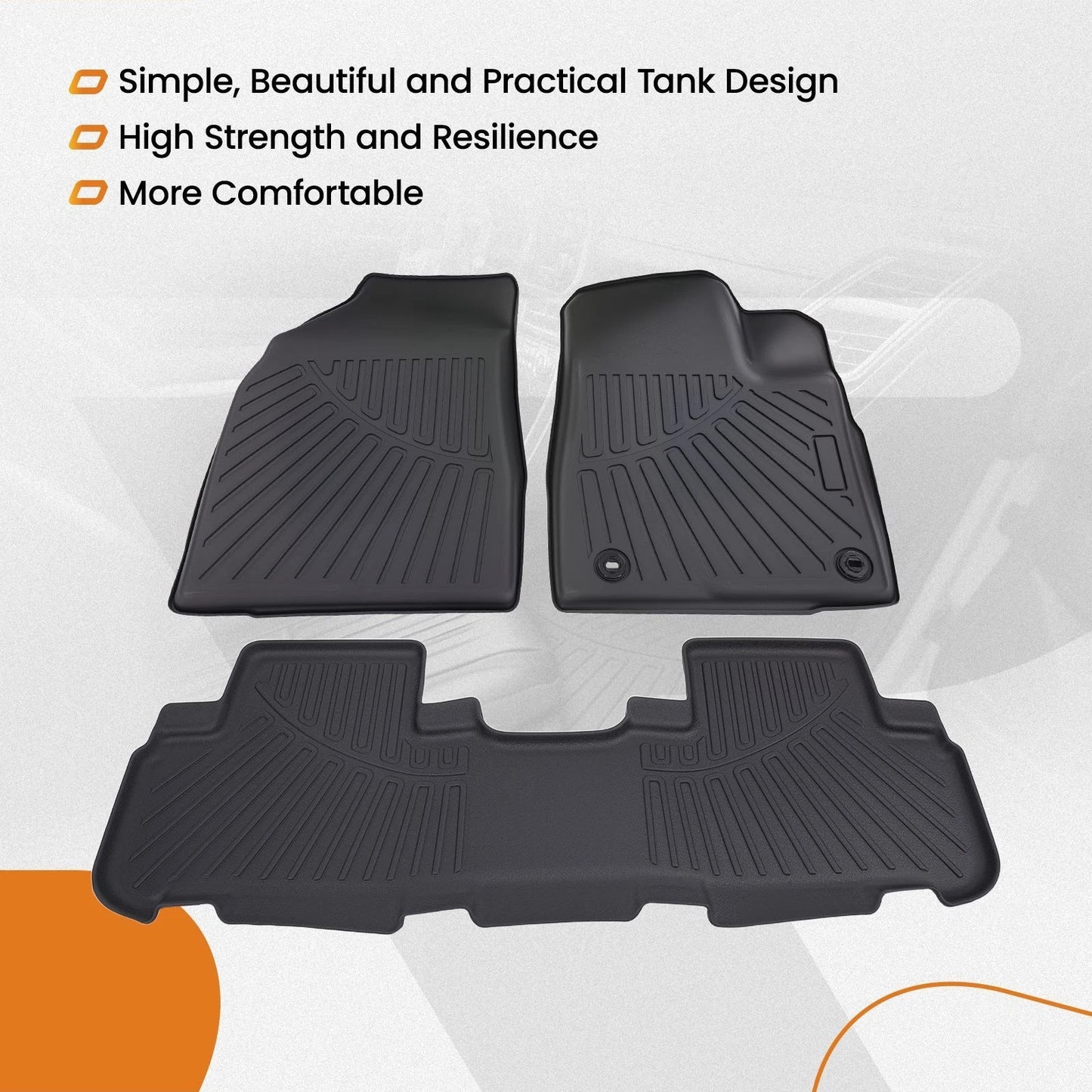 All Weather Floor Mats Liner for Toyota Highlander (2014–2019) Black TPE Rubber