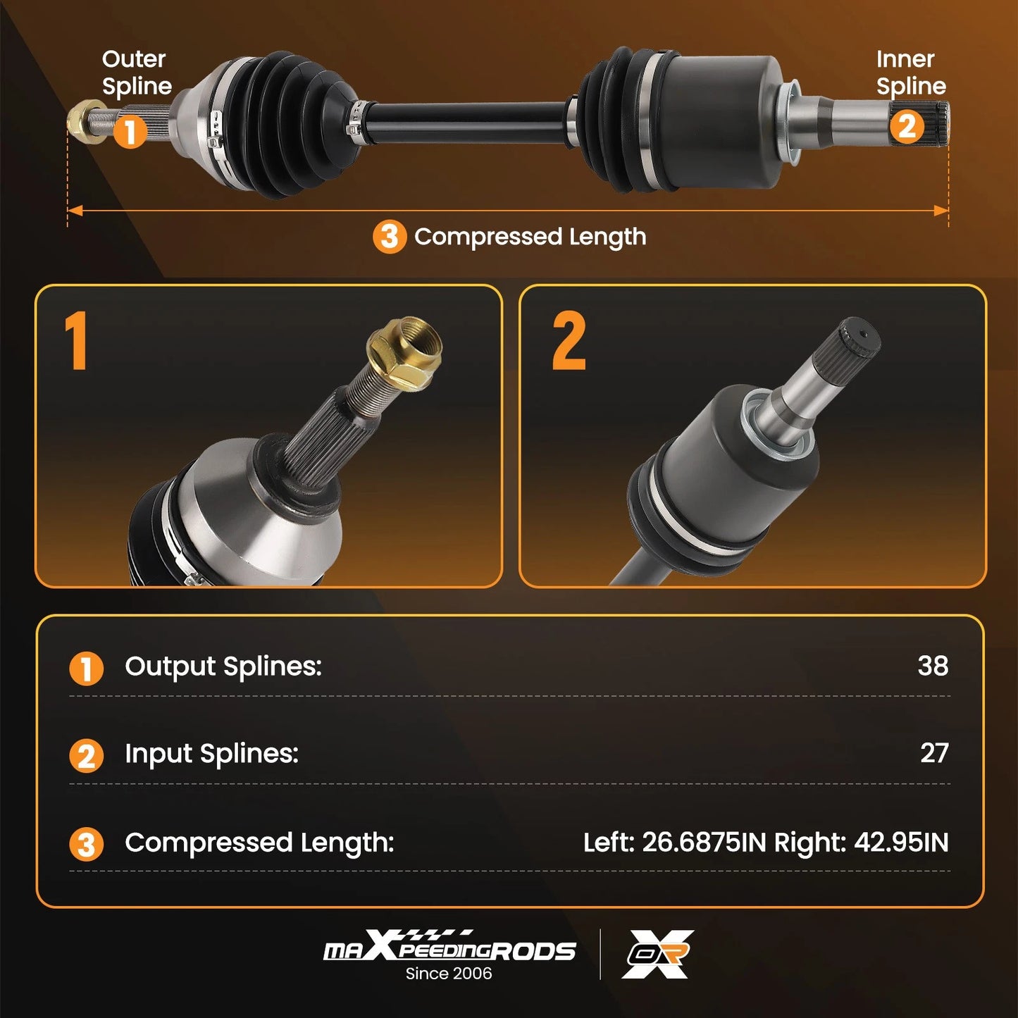 Front CV Axle Shaft Set for Ford Explorer 2011–2014