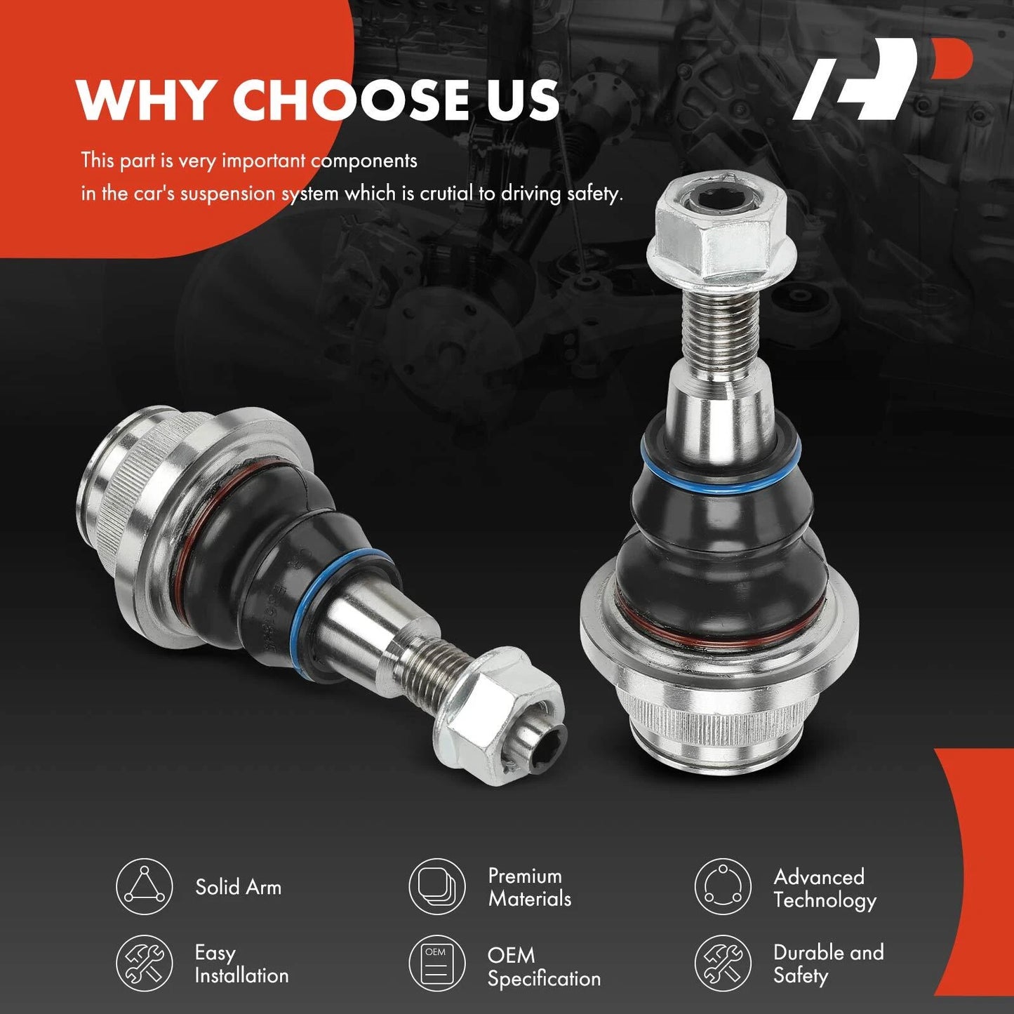2X Front Lower Side Ball Joint for Chevrolet Silverado 1500 (2014–2018)