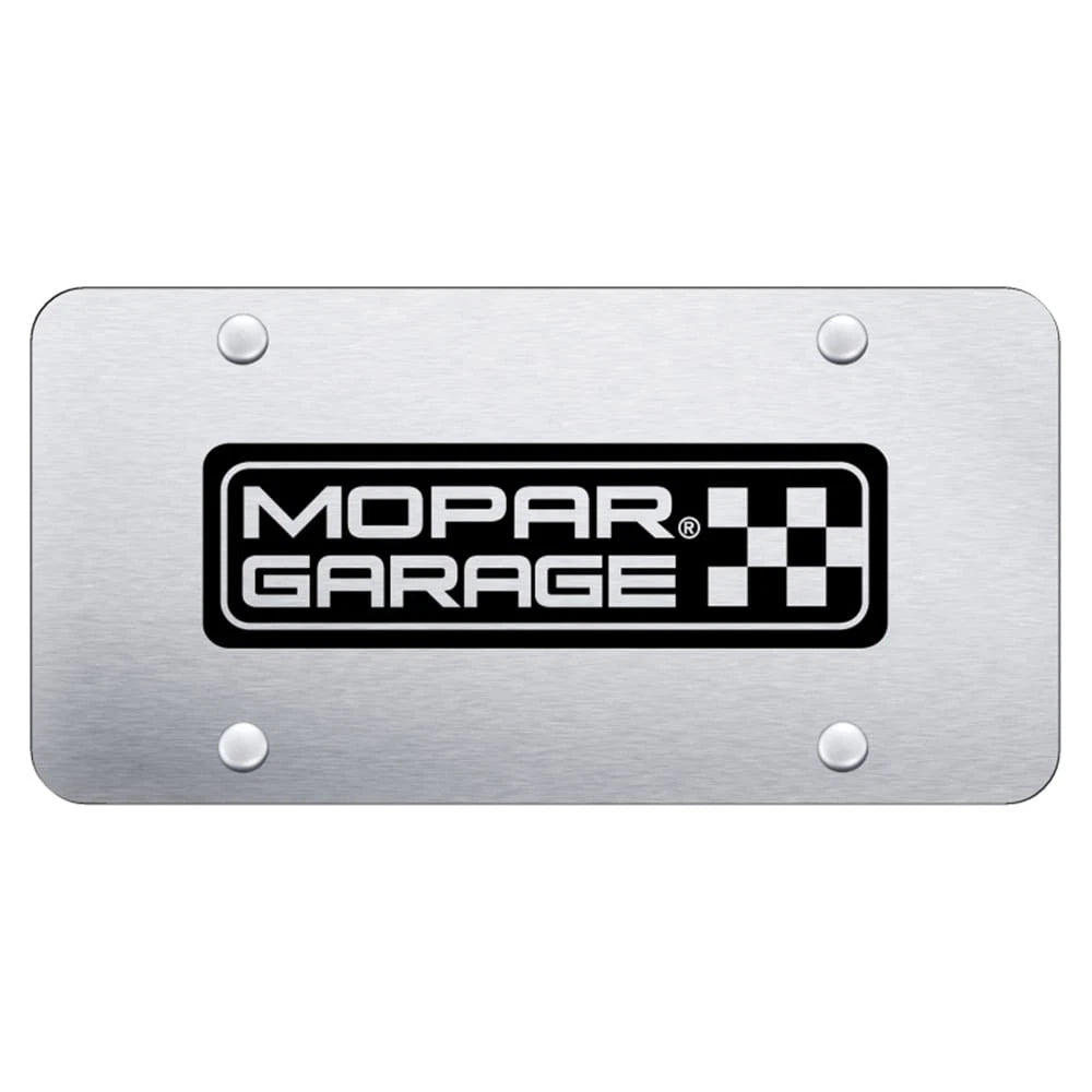 Brushed Stainless Steel License Plate - Officially Licensed for Mopar Garage