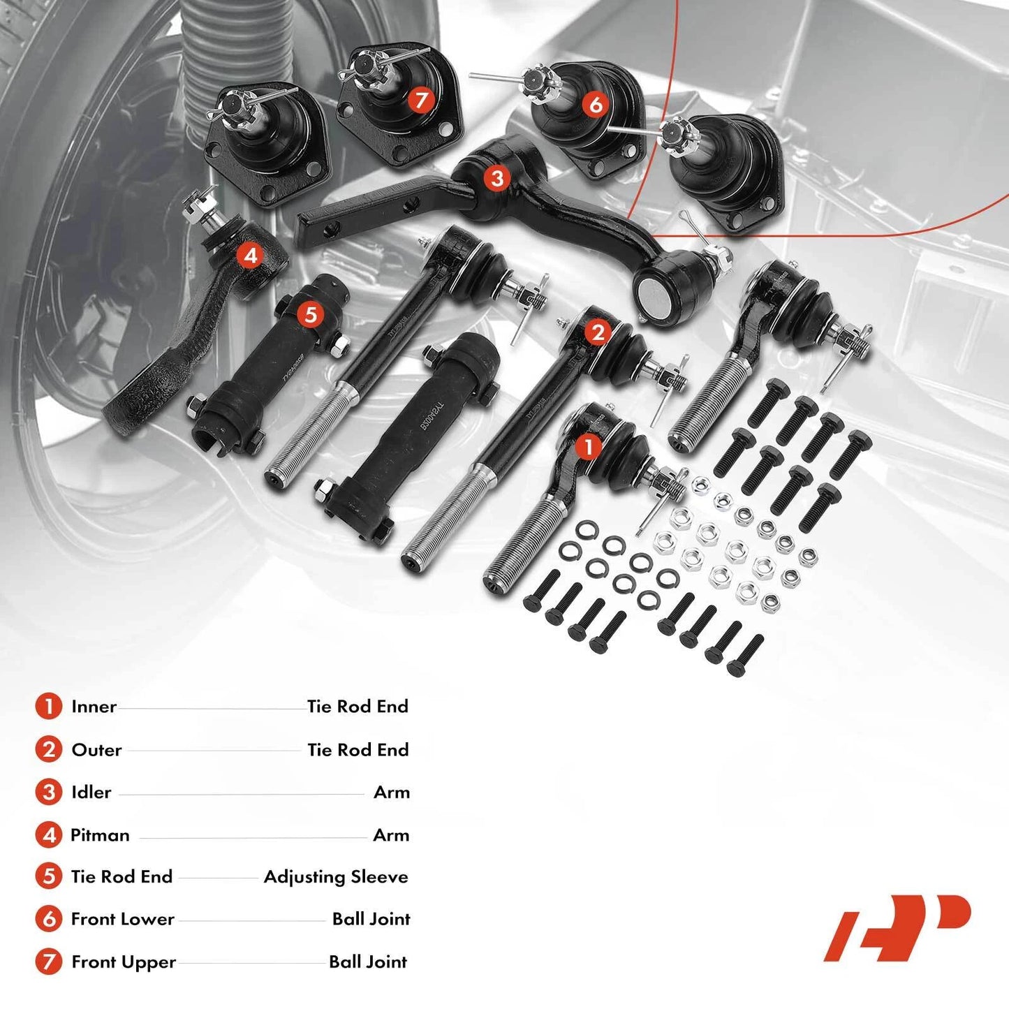 12x Tie Rod Ends & Ball Joints for Chevy Blazer S10 GMC (1995–2005)