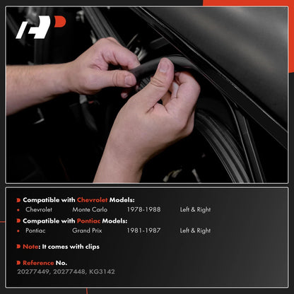 2X Door Weatherstrip Seal for Chevy Monte Carlo (1978–1988)