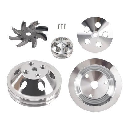 LWP Aluminum Long Water Pump Pulley Kit for Small Block Chevy (1967–1970)