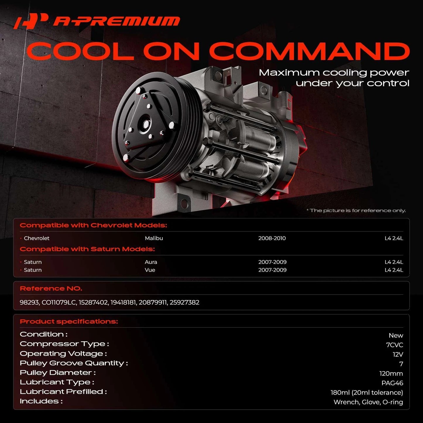 A/C Compressor with Clutch for Chevrolet Malibu (2008–2010)