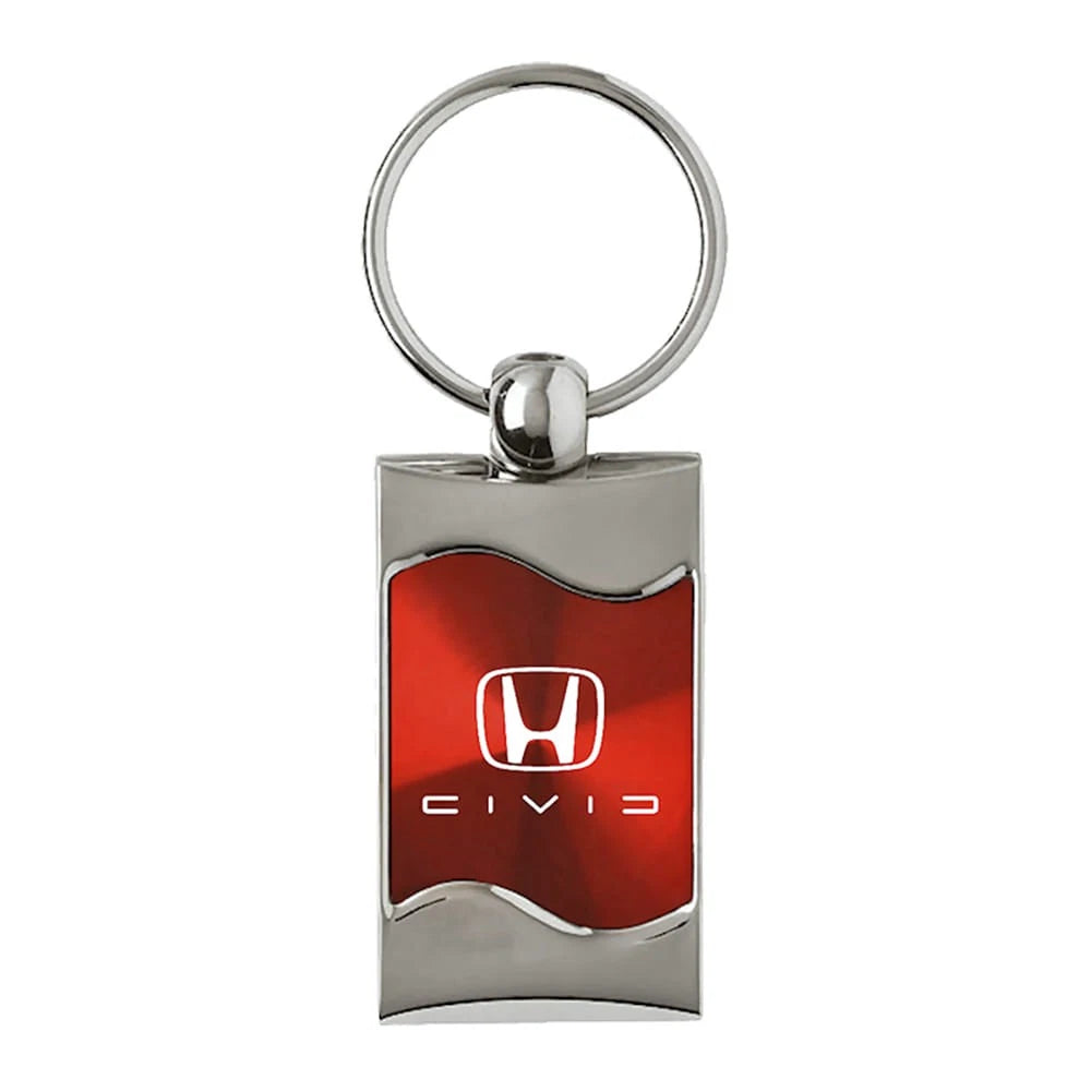 Reverse C on Red Rectangular Wave Keychain - Officially Licensed for Honda Civic
