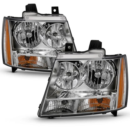 Chrome Clear Lens Headlight Assembly w Reflector for 2007-2013 Chevy Suburban 2500
