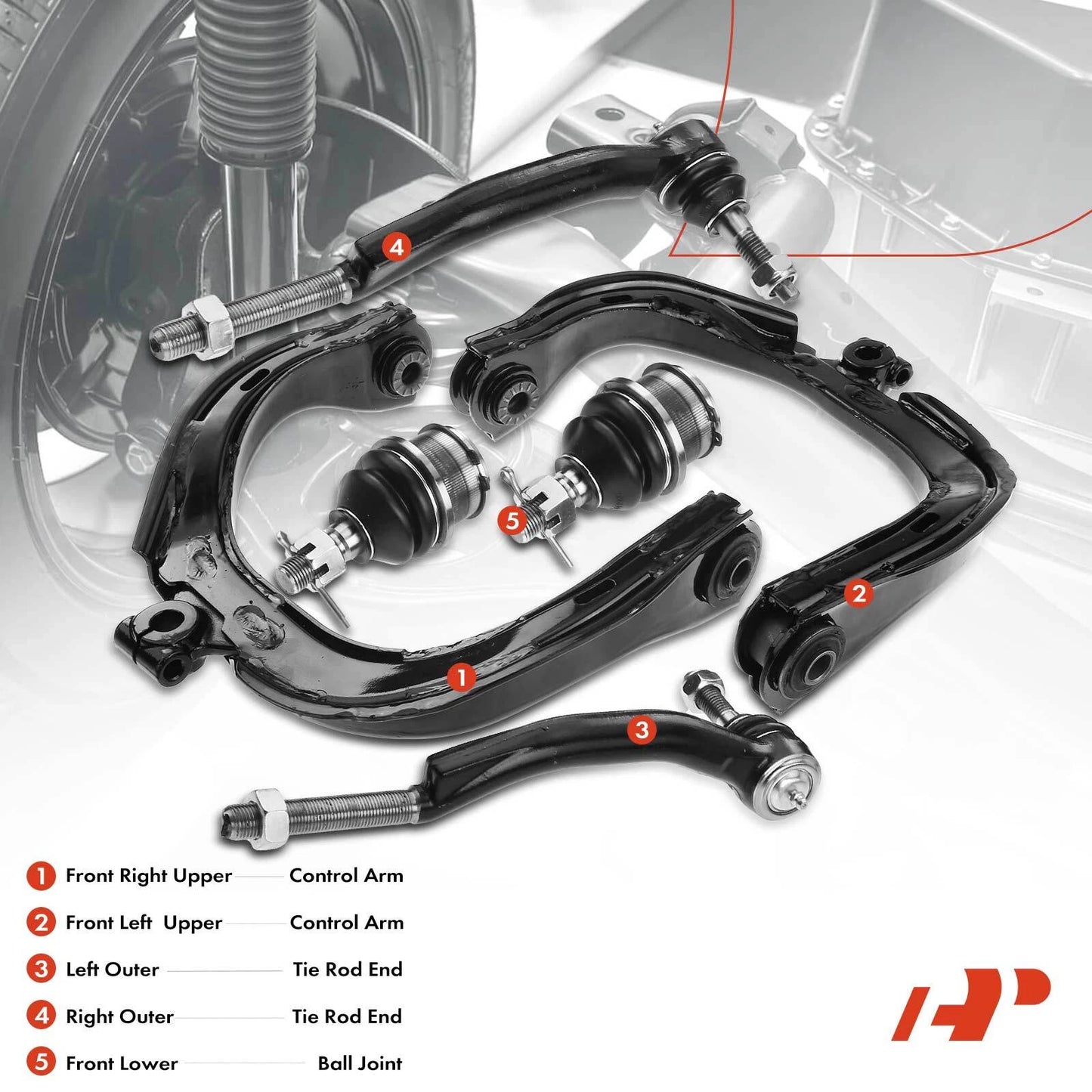 6x Front Control Arm & Tie Rod End for Chevrolet Trailblazer (2002–2009)