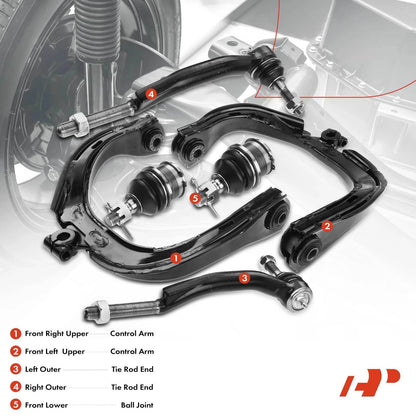 6x Front Control Arm & Tie Rod End for Chevrolet Trailblazer (2002–2009)