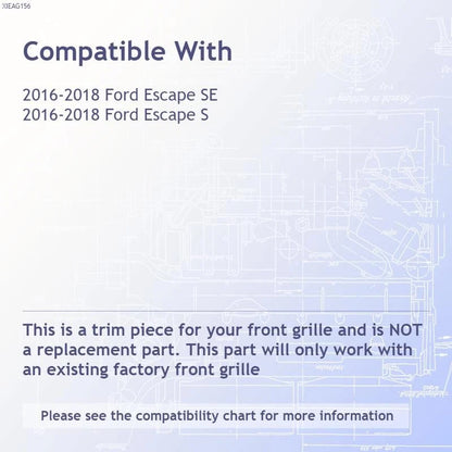 2pc Front Grille Overlay Replacement for 2016–2019 Ford Escape