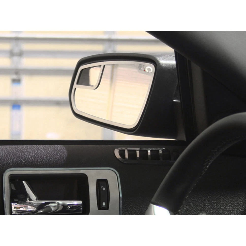 Brushed Stainless Steel Side Mirror Trim with 5.0 for 2011–2013 Ford Mustang GT