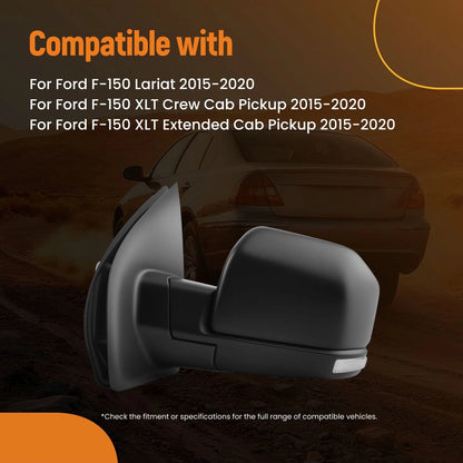 Left Mirror for Ford F-150 XLT (2015–2020) Signal Heated Blind Spot Glass