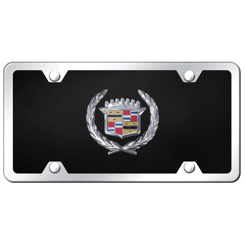 Chrome Logo on Black Acrylic License Plate Kit -Officially Licensed for Cadillac