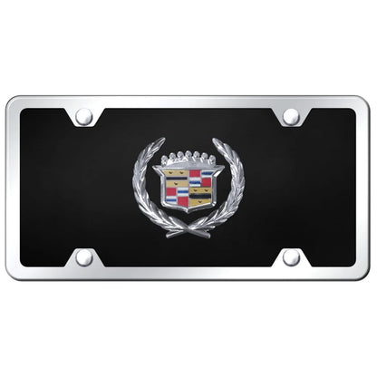 Chrome Logo on Black Acrylic License Plate Kit -Officially Licensed for Cadillac