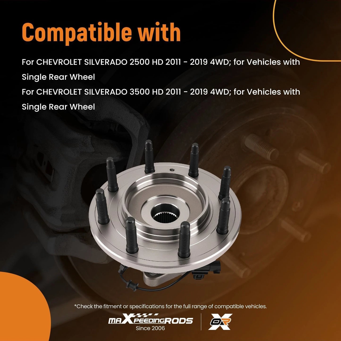 Front Wheel Hub Bearing Assembly Pair for Chevrolet Silverado Sierra HD (2011–2019)