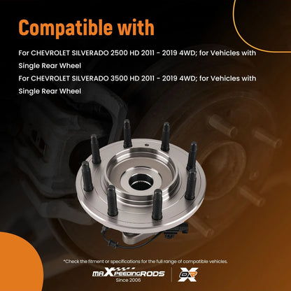 Front Wheel Hub Bearing Assembly Pair for Chevrolet Silverado Sierra HD (2011–2019)