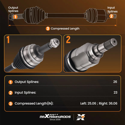 Front Pair CV Axle Joint Shaft Assembly for Toyota Corolla (2003–2008)