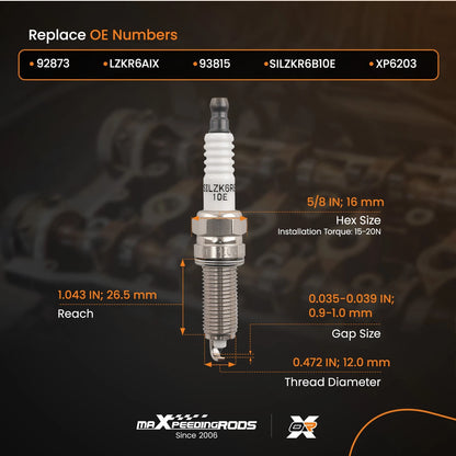 4pcs Spark Plugs for Hyundai Accent 1.6L L4 (2012–2019) Iridium