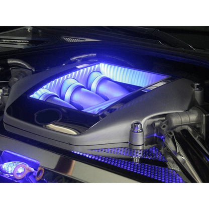 4pc Stainless Steel Engine Shroud Cover w/White LED for 2009-2010 Nissan GT-R