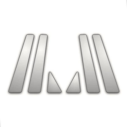 6Pc Chrome Pillar Post Cover Kit with Triangle for Jaguar XJ (2011–2019)