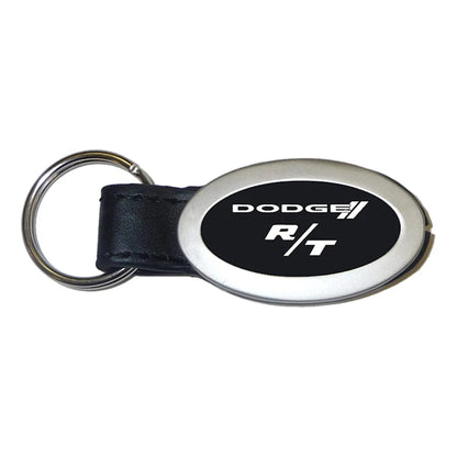 Black Leather Oval Keychain - Officially Licensed for Dodge R/T