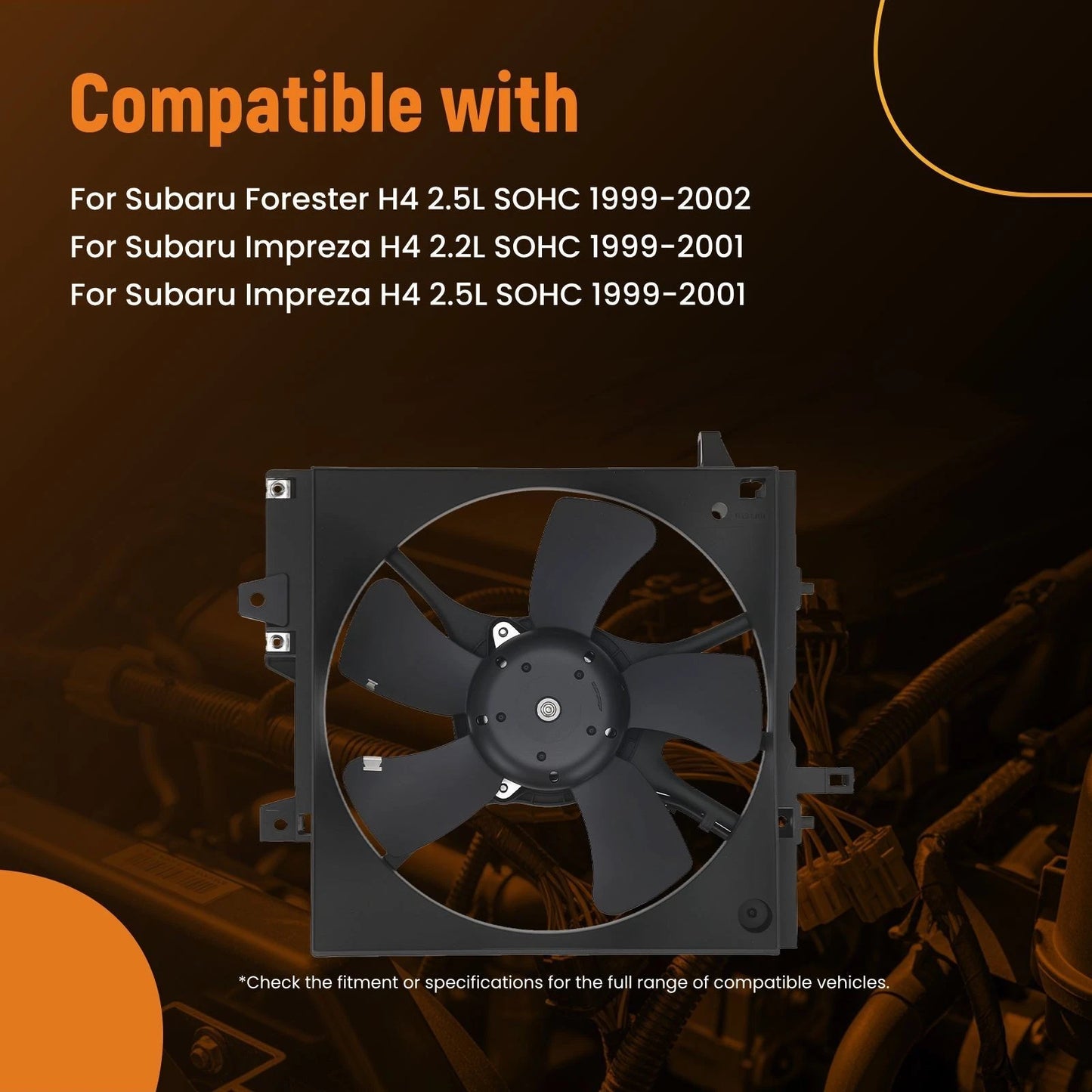Cooling Fan Assembly for Subaru Impreza H4 2.5L SOHC (1999–2001)