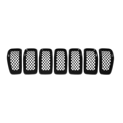 Grille Overlay 7 Piece Gloss Black for Jeep Cherokee (2014–2019)