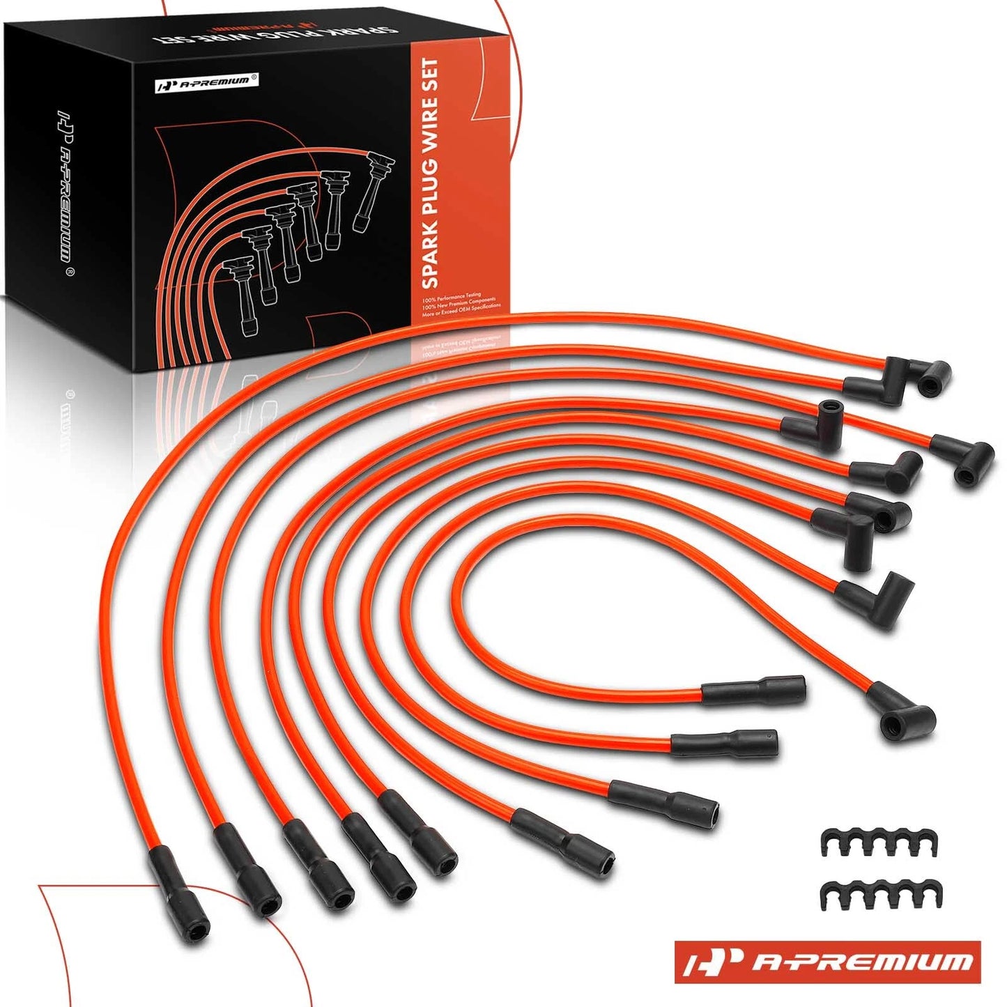 9x Red 8mm Spark Plug Wire Set for Chevrolet 454 Big Block (1970–1990)