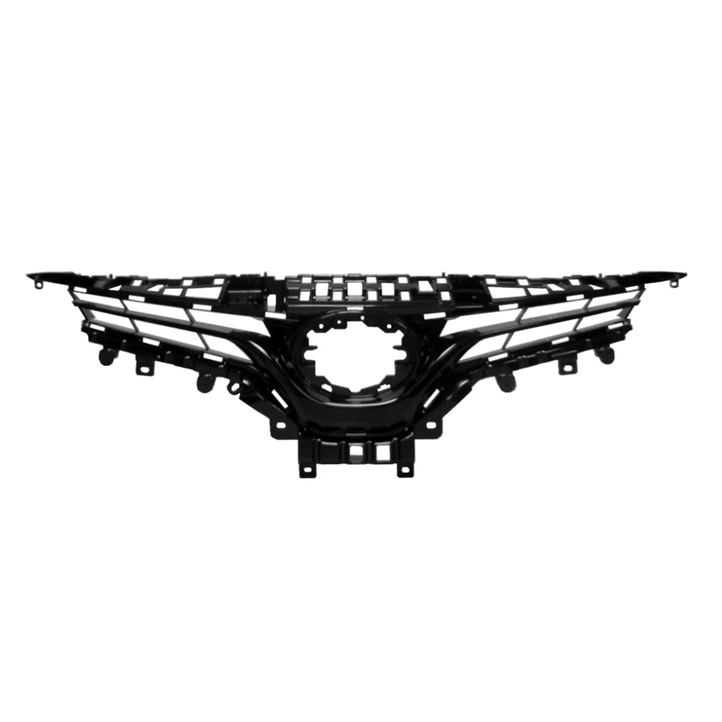 Replacement Black Gloss ABS Plastic Front Upper Grille w/Emblem Hole