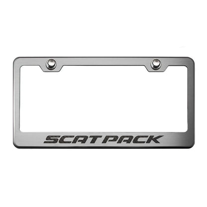 Brushed Plate Frame w/Black Brushed Scat Pack Inlay for Dodge Challenger/Charger