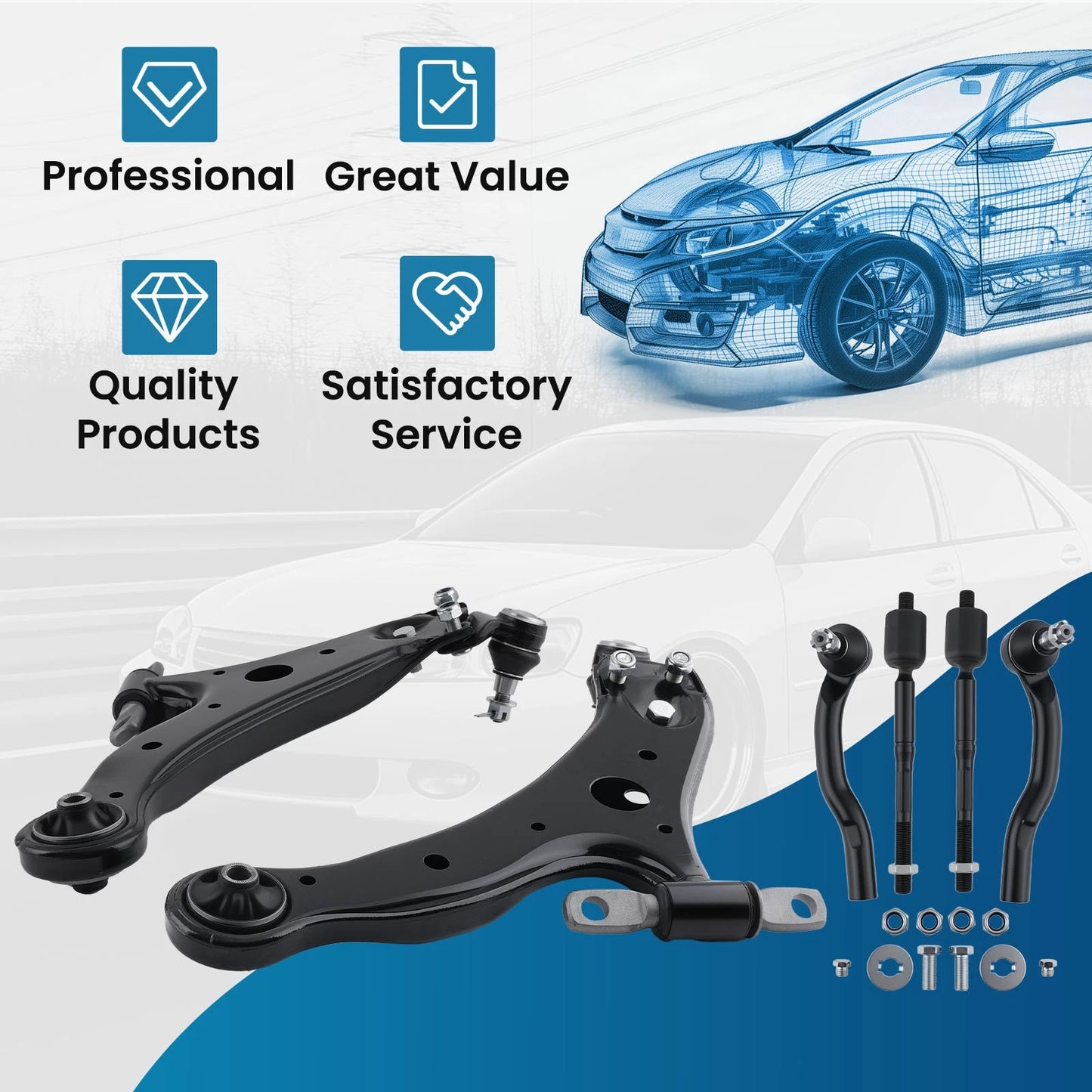 Front Lower Control Arm Ball Joint Tie Rod for Toyota Camry (2004–2006)