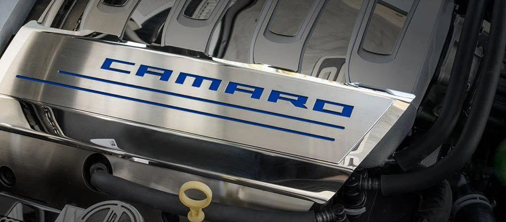 Dash Top Plates with Dark Blue Vinyl Camaro Inlay for 2016–2020 Camaro SS