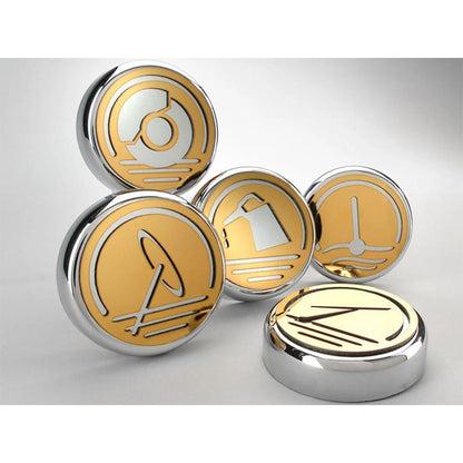 Chrome Cap Covers w/Gold Stainless Accent for 1997-2013 Chevy Corvette Automatic