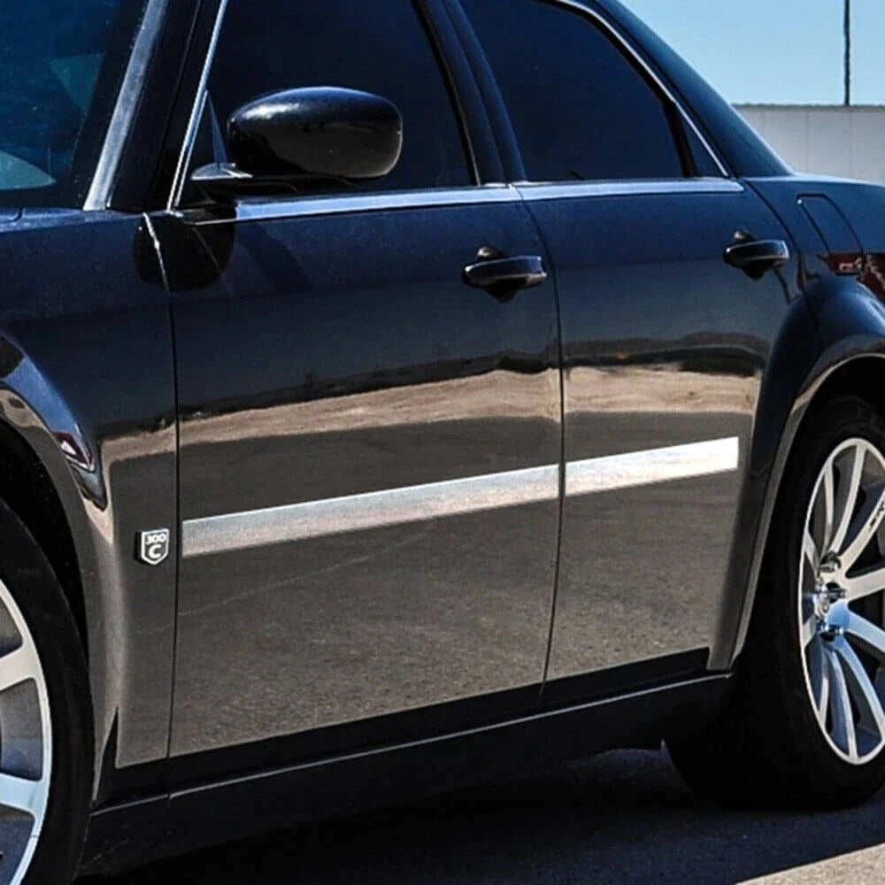 4Pc Stainless Steel Flat Body Side Molding Trim 2" for 05-2010 Chrysler 300/300C