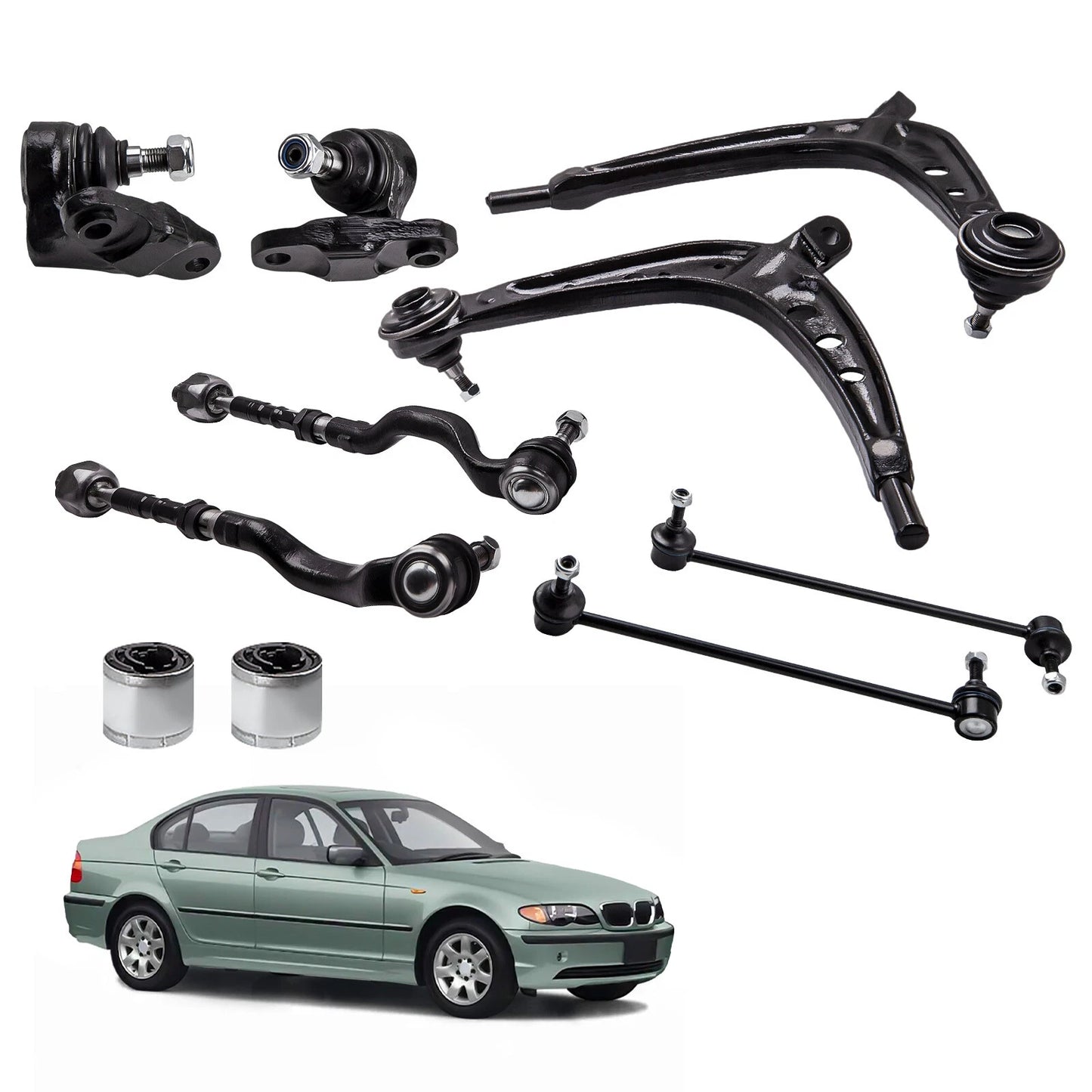 Front Control Arms w/ Ball Joints Tie Rods Retainer Kit for BMW E46 325xi 330xi (1999–2006)