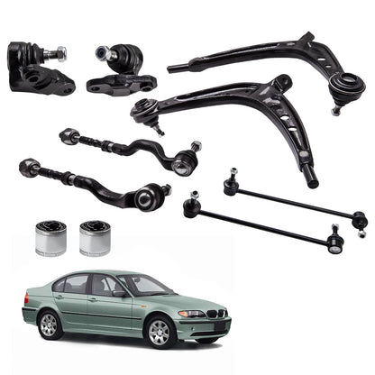 Front Control Arms w/ Ball Joints Tie Rods Retainer Kit for BMW E46 325xi 330xi (1999–2006)