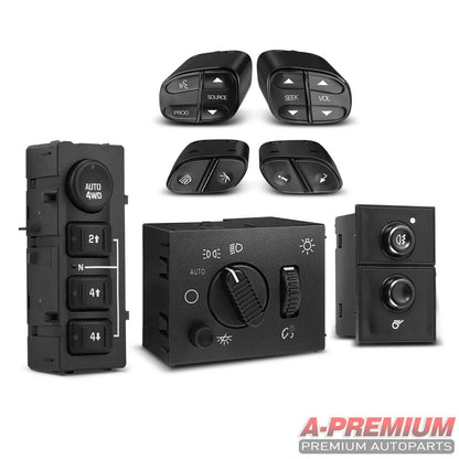 4WD Selector & Headlight & Fog Light Switches for GMC Chevy