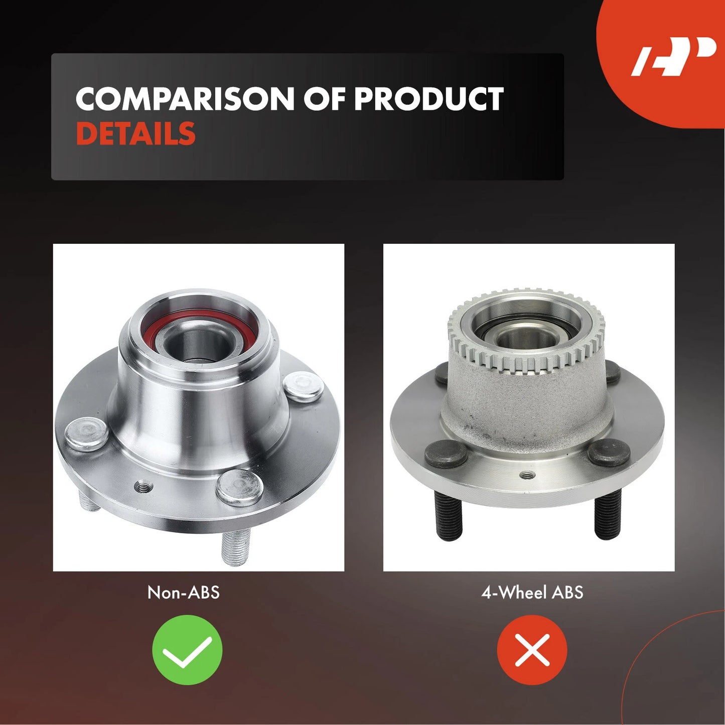 2X Rear Wheel Hub & Bearing Assembly for Chevy Spark (2013–2015) & Aveo (2004–2011)