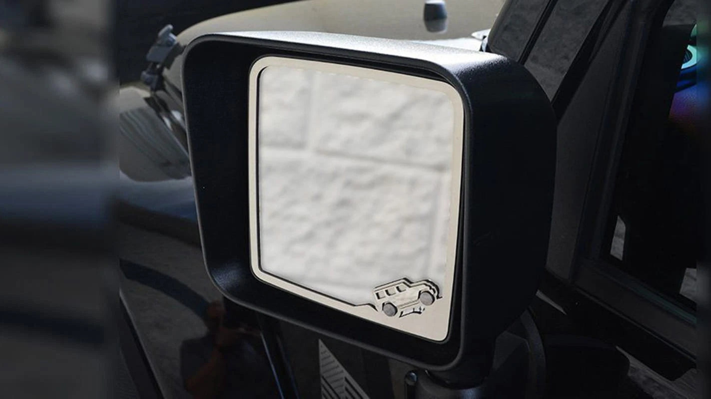 2pc Brushed Stainless Steel Side Mirror Trim for Jeep Wrangler (2007–2018)