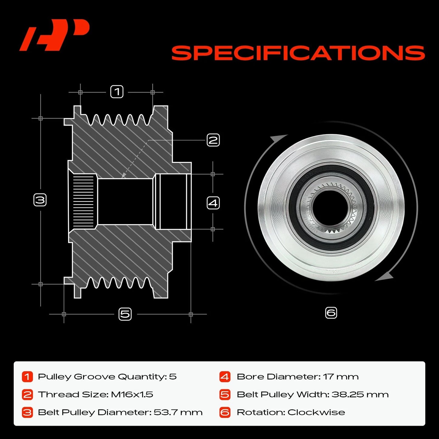 Alternator Clutch Pulley for Chevrolet Cruze Buick Encore (2011–2019)